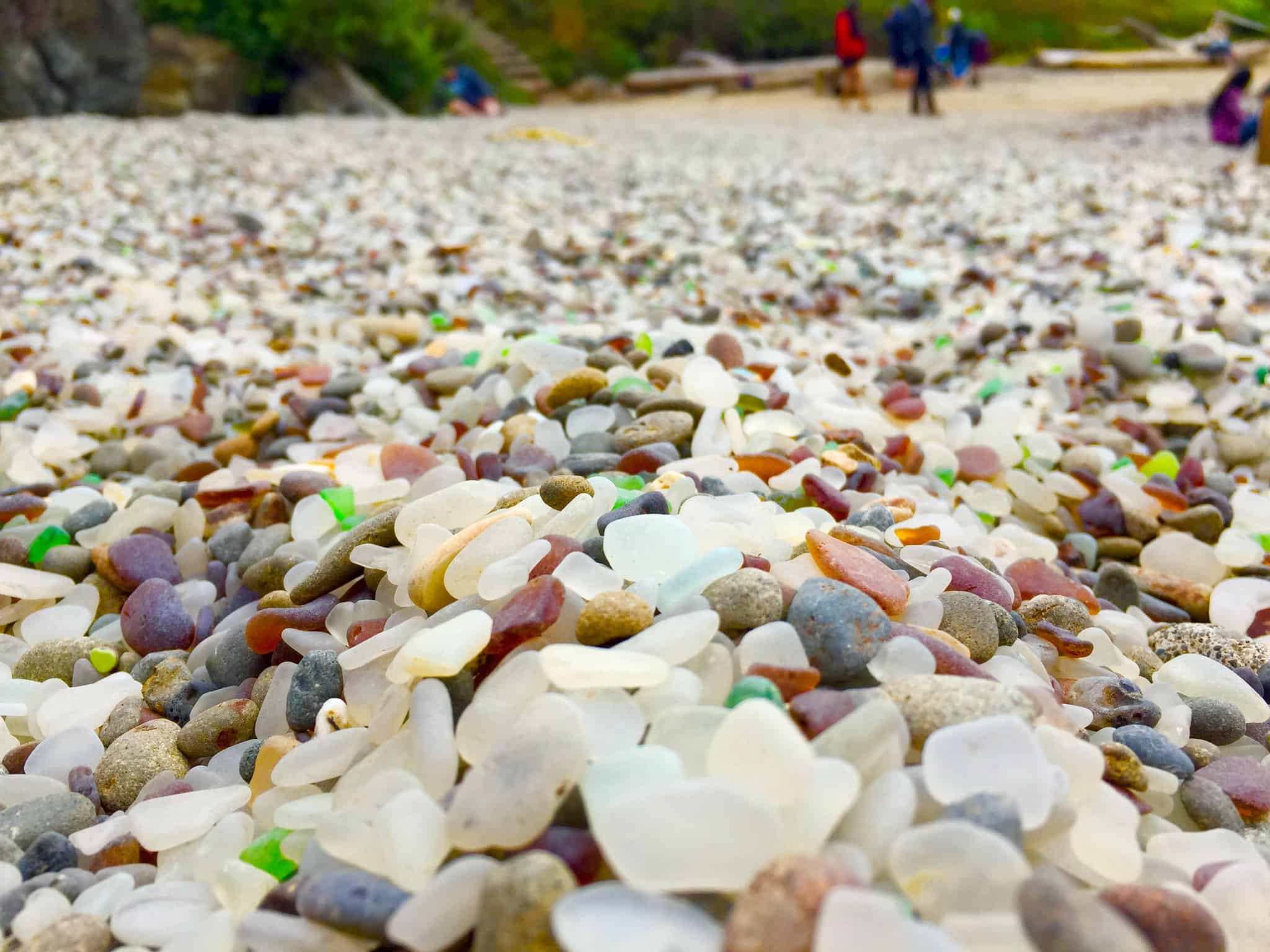 pebbles of glass on the beach in california