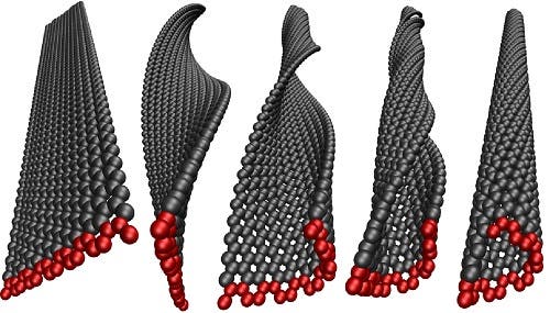 Graphene nanoribbons can be transformed into carbon nanotubes by twisting. Photo: Pekka Koskinen