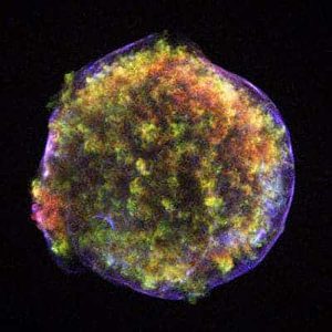 Multiwavelength X-ray / infrared image of SN 1572 or Tycho's Nova, the remnant of a Type Ia supernova (NASA/CXC/JPL-Caltech/Calar Alto O. Krause et al.)