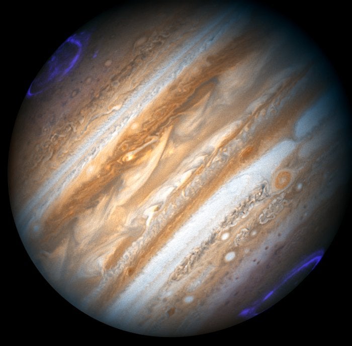 Jupiter's auroras, seen in 2007