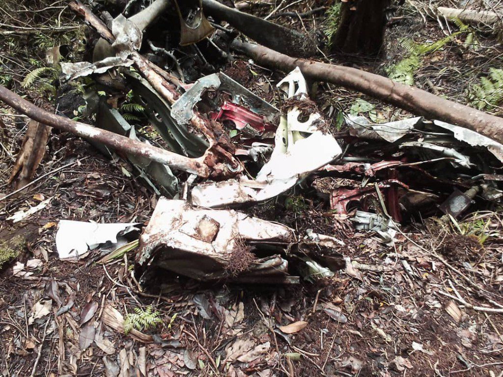 Parts of the plane found across the jungle floor. Release date ? February 15 2024. See SWNS story SWTPdauntless. The remains of a World War Two bomber and its pilot have been found in Papua New Guinea jungle after going missing in action. The bomber, named SBD Dauntless, was found in early January deep in the jungle in New Ireland, Papua New Guinea. The plane was piloted by Lt. Billy Ray Ramsey, from Eastland, Texas, considered missing in action, along with gunner Sgt. Charlie J. Sciara, from Brooklyn, New York. The plane and remains were discovered by local Kilala Kindau, who claims the US embassy confirmed the serial number found on the wreck belonged to SBD Dauntless.
