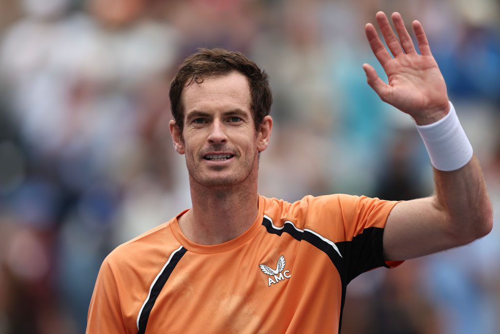 Andy Murray of Great Britain celebrates after defeating David Goffin of Belgium during Day 4 of the BNP Paribas Open 2024 at Indian Wells Tennis Garden on March 06, 2024.