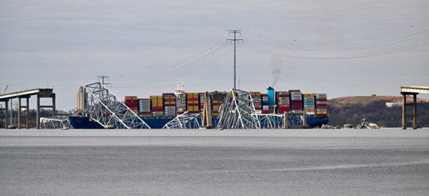 Baltimore's Francis Scott Key Bridge collapsed early Tuesday morning after a support column was struck by a vessel. (Jerry Jackson/Staff)