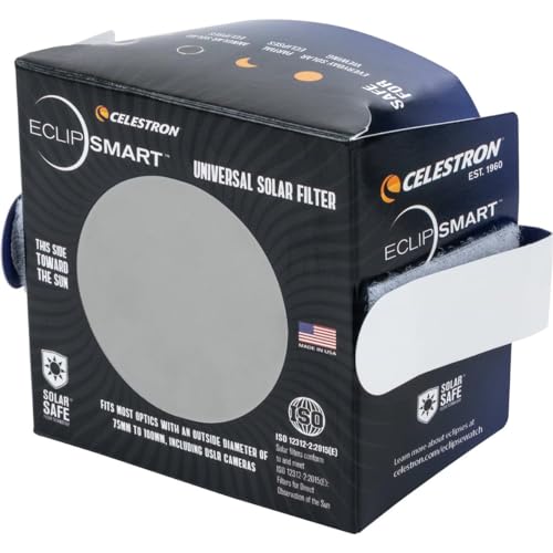 Celestron – EclipSmart Safe Solar Eclipse Telescope and Camera Filter – Meets ISO 12312-2:2015(E) Standards – Works with Your Telescope, Spotting Scope, or DSLR Camera – Observe + Photograph Eclipses