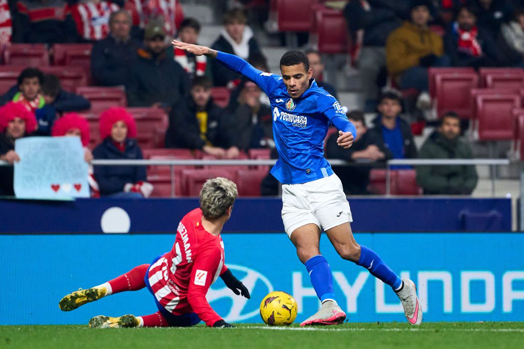 Manchester United's on-loan forward Mason Greenwood playing for Getafe