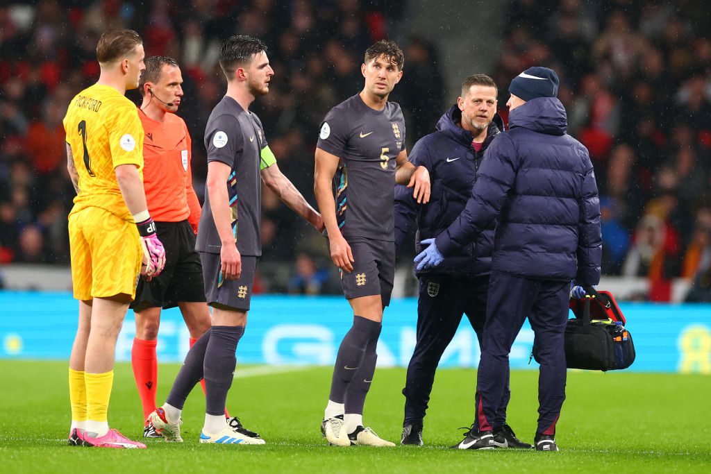 John Stones goes off injured whilst playing for England