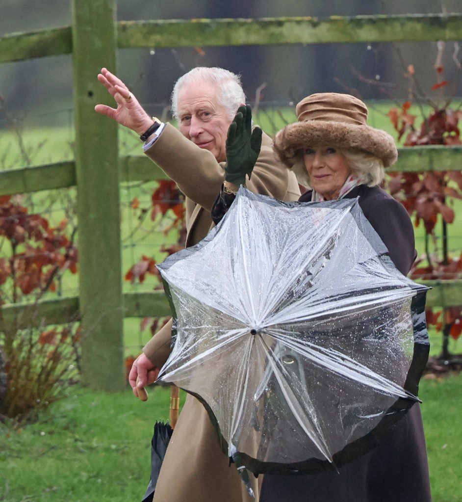 King Charles and Queen Camilla attend a Sunday service in Sandringham on February 18