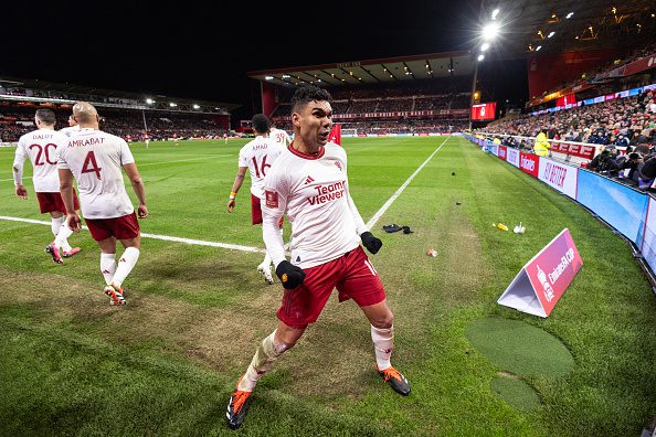 Casemiro celebrates at Nottingham Forest