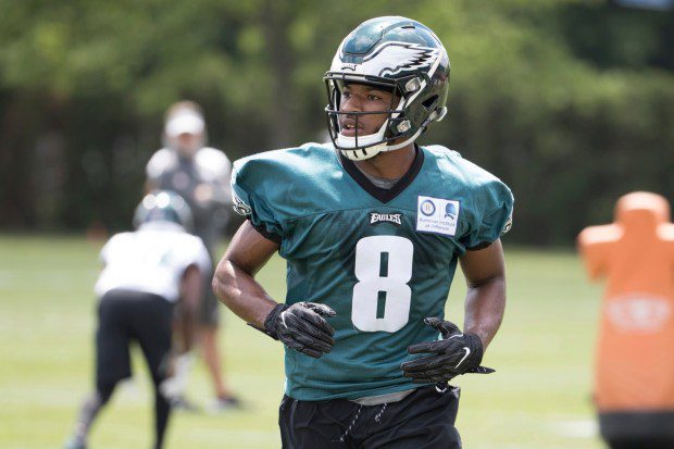 Philadelphia Eagles wide receiver Matrick Belton in action during an NFL football rookie minicamp at the team's training facility in Philadelphia, Friday, May 11, 2018, in Philadelphia. (AP Photo/Chris Szagola)