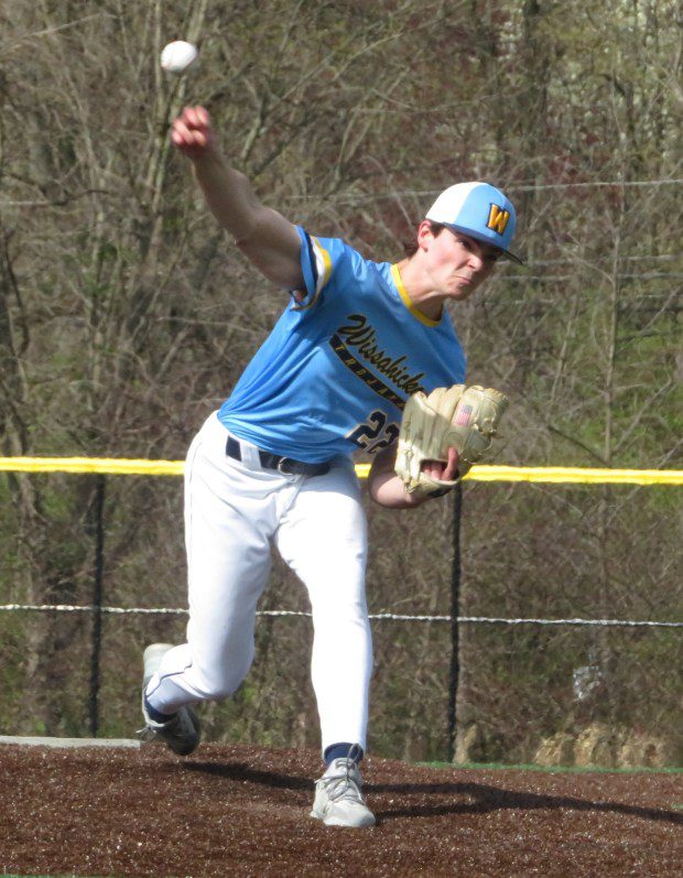 Wissahickon's Josh Palutis pitches against Plymouth Whitemarsh Tuesday, April 9, 2024. (Ed Morlock/MediaNews Group)