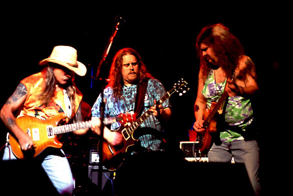 American rock and blues group The Allman Brothers Band perform onstage, Chicago, Illinois, 1990s.  
