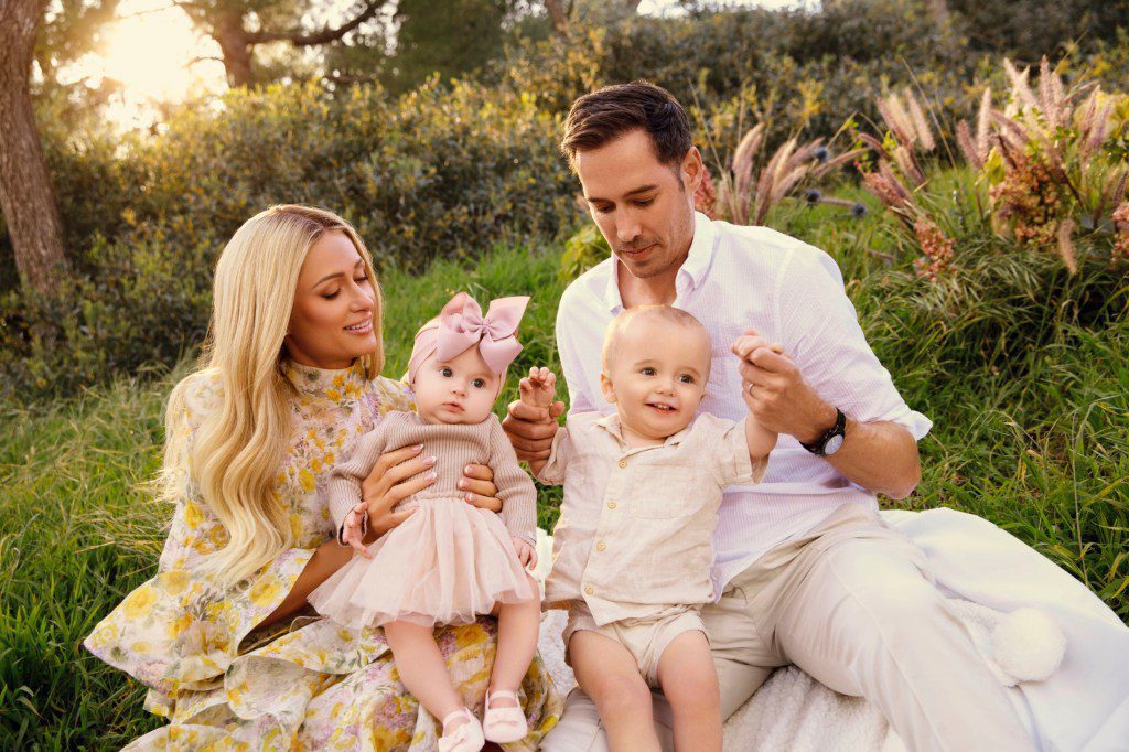 Paris Hilton and husband Carter Reum with daughter London and son Phoenix