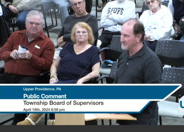 Upper Providence resident Bill Felton speaks during Thursday's special meeting on the Parkhouse property. (Image via Upper Providence Township)
