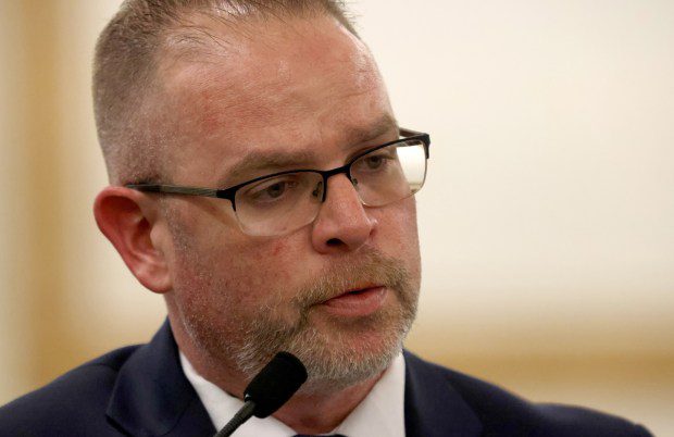 Prosecutor Adam Lally at the Karen Read case final pretrial conference at at Norfolk Superior Court in Dedham. (David L Ryan/Globe Staff)