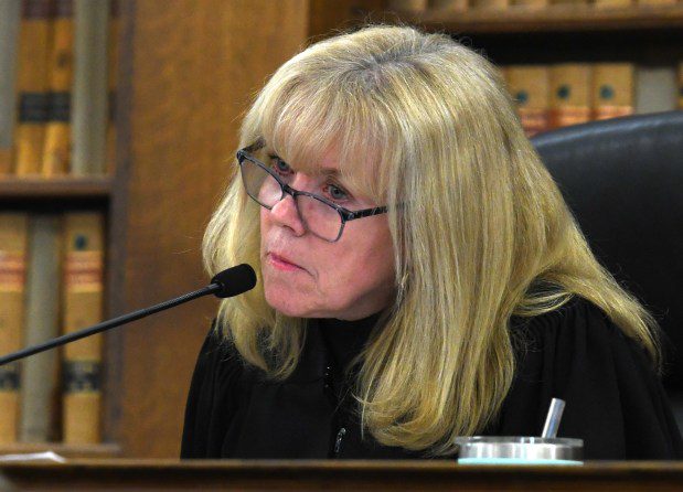 Judge Beverly Cannone listens during a Karen Read hearing. (Chris Christo/Boston Herald)