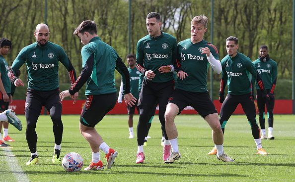 Manchester United players in training ahead of FA Cup clash against Coventry 