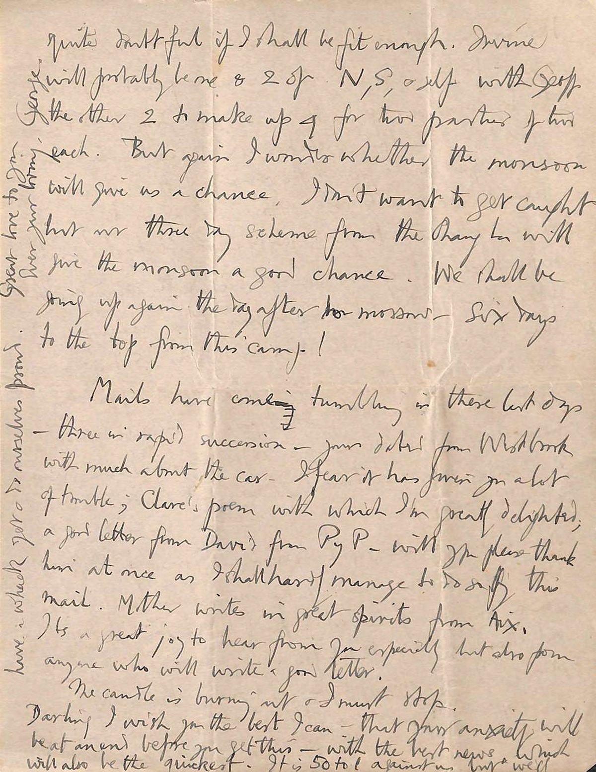 a letter wrtitten by george mallory to his wife from mount everest on may 27 1924
