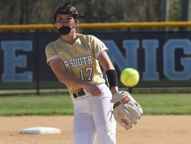 Council Rock South pitcher Lexi Waring, 17, throws a pitch against North Penn during their game on Tuesday, April 23, 2024. (Mike Cabrey/MediaNews Group)