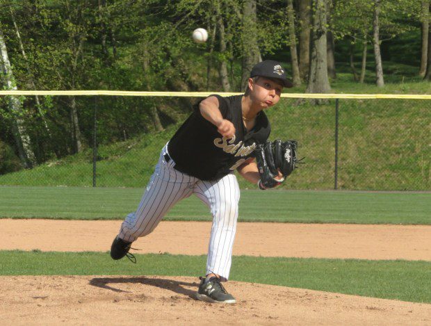 Neumann-Goretti's Jayce Park pitches against La Salle Wednesday, April 24, 2024. (Ed Morlock/MediaNews Group)