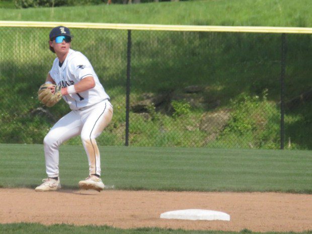 La Salle's Matt Gannon makes a play behind second base against Neumann-Goretti Wednesday, April 24, 2024. (Ed Morlock/MediaNews Group)