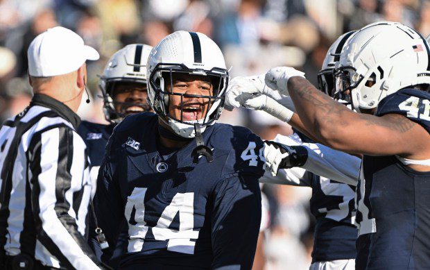 Penn State defensive end Chop Robinson is selected by the Miami Dolphins with the 21st pick in the draft. (AP Photo/Barry Reeger)