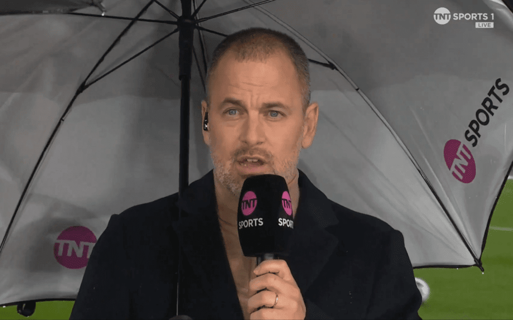 Joe Cole doing punditry during West Ham 1-1 Tottenham in the Premier League