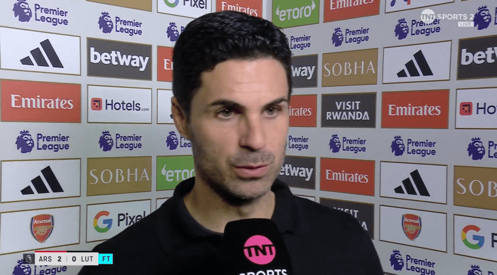 Mikel Arteta celebrates Arsenal's routine win over Luton Town