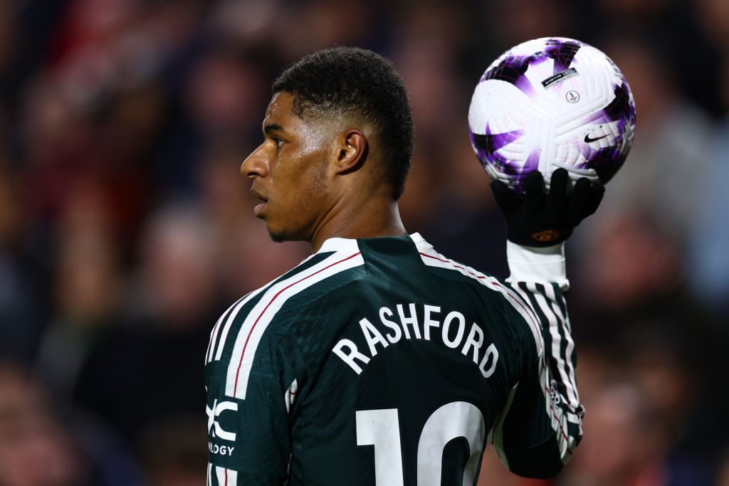 Marcus Rashford playing for Manchester United