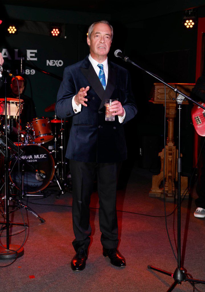PHOTO BY: STEVE FINN 07968894444 PICTURE SHOWS: Nigel Farage Attends And Gives A Speech Whilst Celebrating His 60th Birthday.Hinting Again That He May Return To Front Line Politics.Boisdales.Canary Wharf.London.Uk.Today.03/04/24 Spec??? Image NO SYNDICATION FOR SOCIAL MEDIA USAGE PAYING UK WEBSITES OK. OUTSIDE UK NON PAYING WEBSITES THAT HAVE STOLEN AND USED IMAGE WILL BE CHARGED ACCORDINGLY. SEPARATE ONLINE FEE AND PAPER FEE APPLIES.INDIVIDUAL TITLE FEE ALSO. stevefinnphotography@yahoo.co.uk 2024
