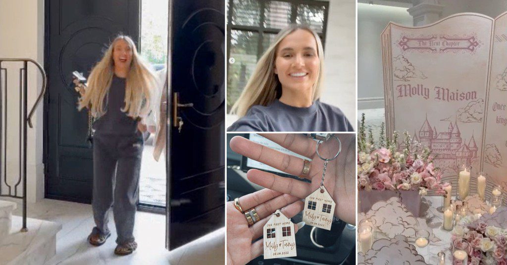 Molly Mae Hague at the mansion she owns with Tommy Fury