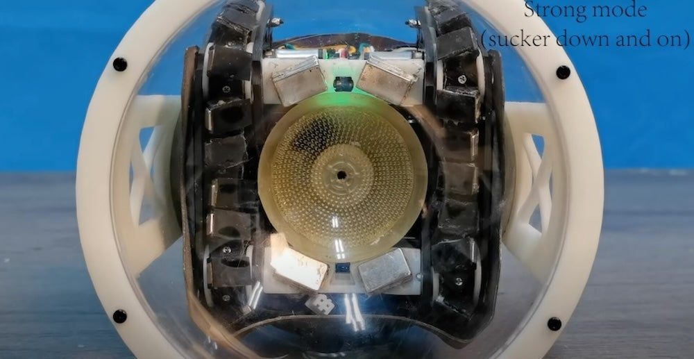 Suction cup underside of snail robot