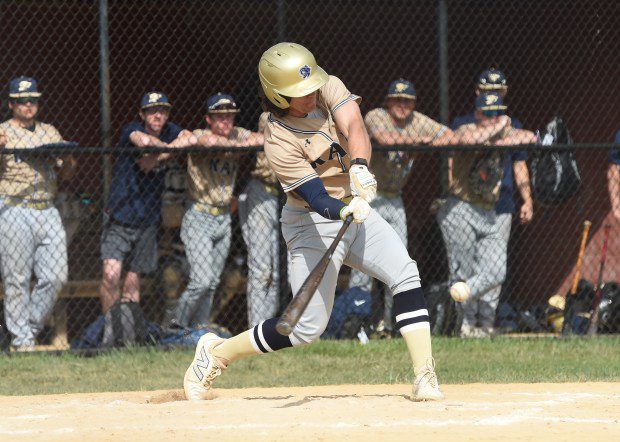 Spring-Ford's Nick Flores, 7, hits a two-RBI double in the top of the second inning against Methacton during their game on Friday, May 3, 2024. (Mike Cabrey/MediaNews Group)